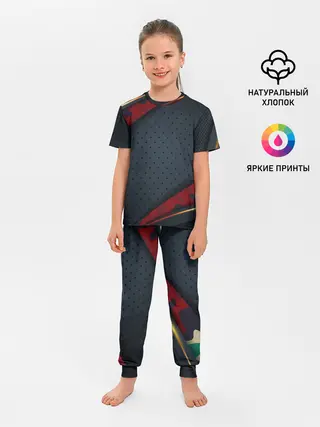 Детская пижама с брюками / 3D Dark red & black