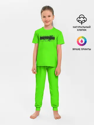 Детская пижама с брюками / Гранж зеленый