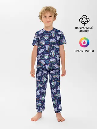 Детская пижама с брюками / Фиолетовые коалы