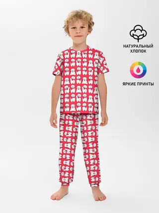 Детская пижама с брюками / Мишки в шарфиках