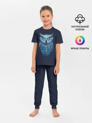 Детская пижама с брюками / Сова в деревьях