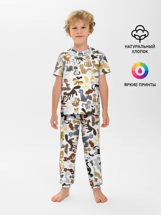 Детская пижама с брюками / Котоколлаж 01