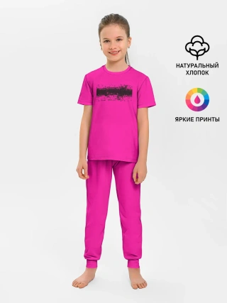 Детская пижама с брюками / Гранж розовый