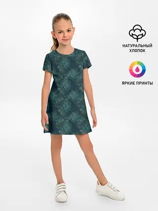 Детское платье / Синий абстрактный узор