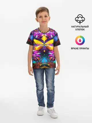 Детская базовая футболка / ФРАКТАЛЬНЫЕ ЦВЕТЫ
