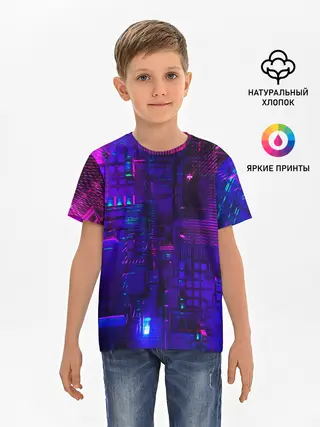 Детская базовая футболка / NEON CUBES
