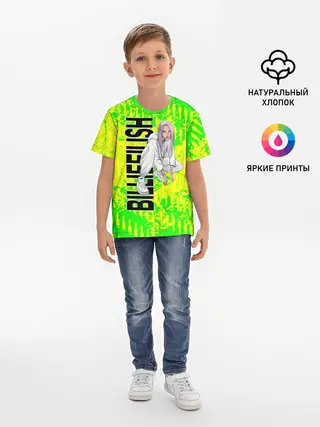 Детская базовая футболка / билли айлиш