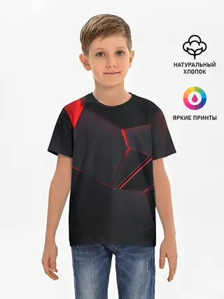 Детская базовая футболка / Красные плиты 3D