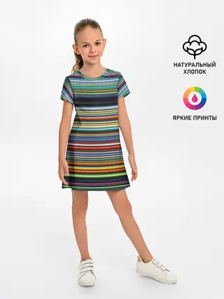 Детское платье / РАзноцыетные линии полосы хаос