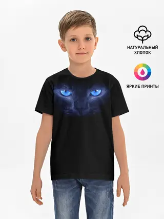 Детская базовая футболка / Кошка с голубыми глазами