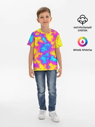Детская базовая футболка / Яркая абстракция космических красок