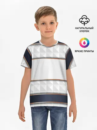 Детская базовая футболка / White 3d lines