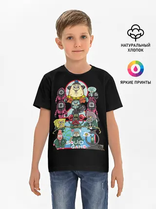 Детская базовая футболка / Кальмар на дне океана