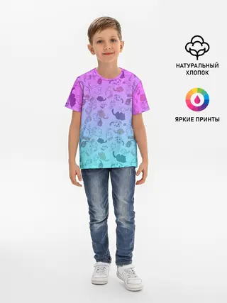 Детская базовая футболка / Котики в полете