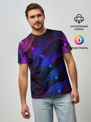 Мужская базовая футболка / NEON FRACTAL