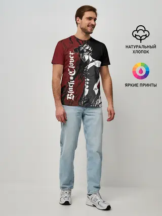 Мужская базовая футболка / Мощный торс Аста Чёрный клевер