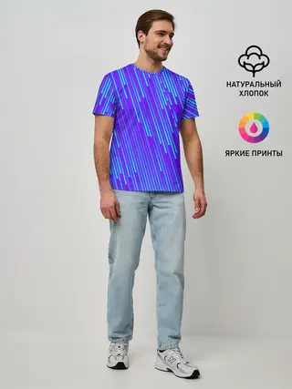 Мужская базовая футболка / Неоновые Линии