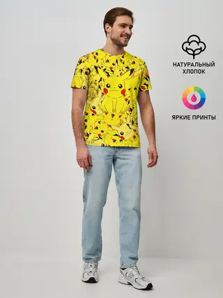 Мужская базовая футболка / ПИКАЧУ ПОКЕМОН PIKA PIKA