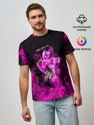Мужская базовая футболка / KILLER QUEEN розовое пламя