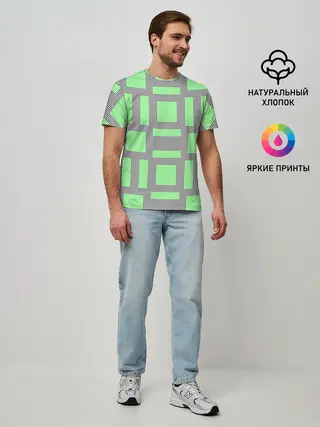 Мужская базовая футболка / Пиксели зеленые