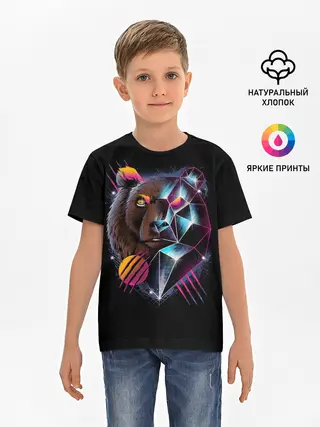 Детская базовая футболка / RETRO CYBER BEAR