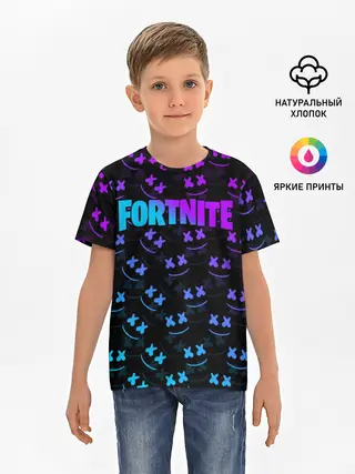 Детская базовая футболка / FORTNITE MARSHMELLO NEON