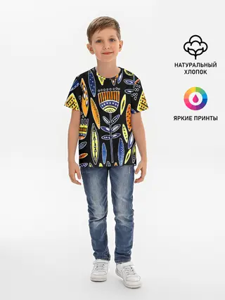 Детская базовая футболка / вечные цветы фараона
