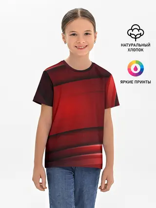 Детская базовая футболка / 3D red Абстрактные линии