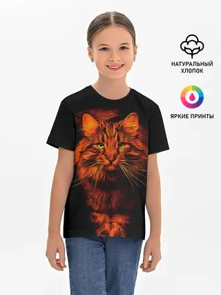 Детская базовая футболка / Рыжий кот