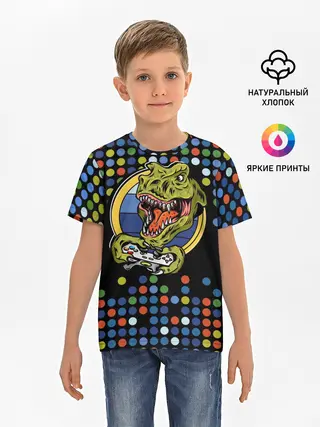 Детская базовая футболка / Динозавр-игрок