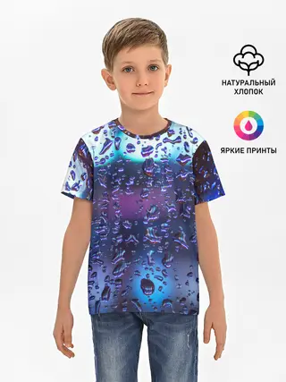 Детская базовая футболка / Капли на стекле макро