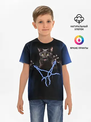 Детская базовая футболка / Грозовой кошак