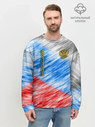 Мужской свитшот базовый / Российский флаг с гербом