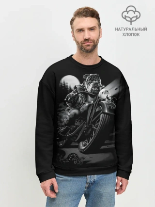 Мужской свитшот базовый / Biker dog / Пёс-байкер
