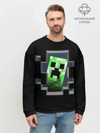 Мужской свитшот базовый / Майнкрафт, Крипер