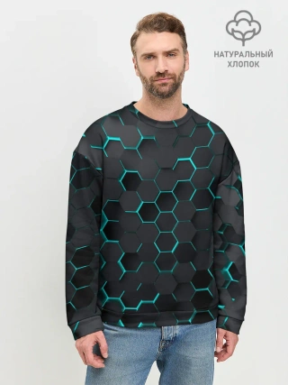 Мужской свитшот базовый / 3D соты BLUE