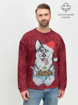 Мужской свитшот базовый / Christmas Husky