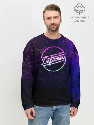 Мужской свитшот базовый / Deftones. Neon logo