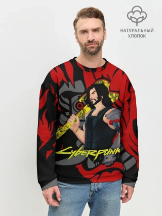 Мужской свитшот базовый / CyberPunk 2077 | SAMURAI KEANU