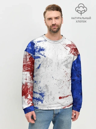 Мужской свитшот базовый / BLUE WHITE & RED