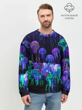 Мужской свитшот базовый / Неоновые медузы