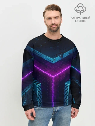 Мужской свитшот базовый / Неоновые грани 3D