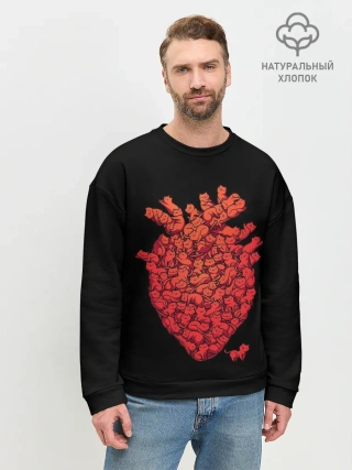 Мужской свитшот базовый / Сердце Из Котиков