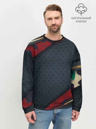 Мужской свитшот базовый / 3D Dark red & black