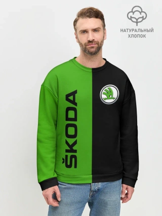 Мужской свитшот базовый / SKODA черно-зеленый