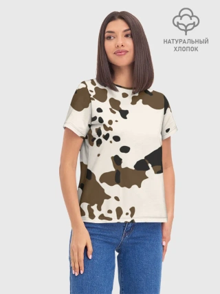Футболка женская базовая из хлопка / CowPrint