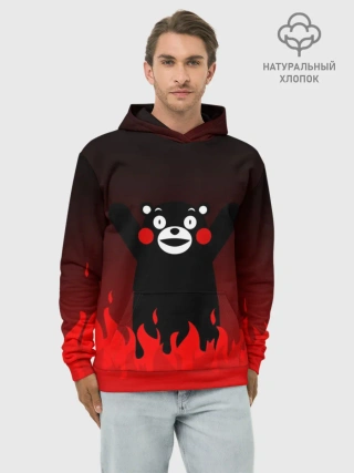 Худи мужской база хлопок / Kumamon горит