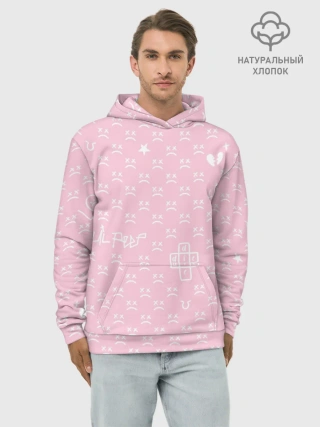 Худи мужской база хлопок / Lil Peep pink pattern