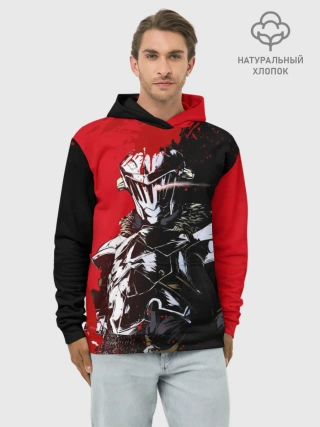 Худи мужской база хлопок / Goblin Slayer red and black