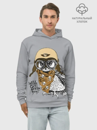 Худи мужской база хлопок / Wild! Сrazy guy!